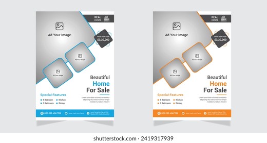 Flyer Design Template. Professional Brochure. Real Estate Poster Vector