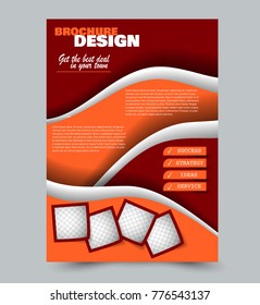 Flyer design template. Red and orange color. Vector illustration.