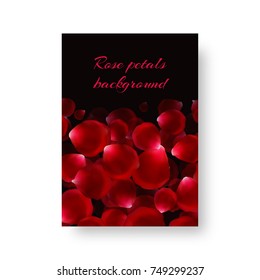 Flyer design template with red petals for romantic congratulations