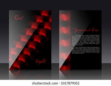 Flyer design template with red plates and a conical gradient