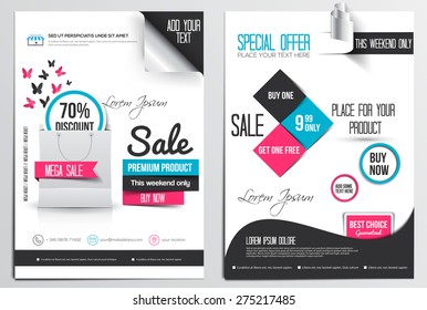 Flyer Design Template. Sale and shopping  concept, Abstract Modern Design, Business brochure. Vector