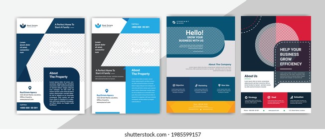 Flyer design template set. Corporate Flyer design layout template in A4 size