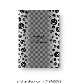 Flyer design template with soaring pumpkin silhouettes for festive decoration for halloween