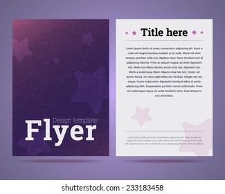 Flyer design template with stars and abstract stroked background. 