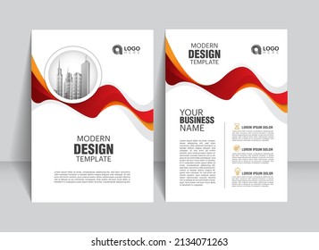 Flyer Design-Vorlage Vektor, Broschüre, Broschüre, Hintergrund, Corporate Book Cover Design, Geschäftsbericht, Financial , Business for report layout in A4 Größe rot und gelb Farbgrafik.