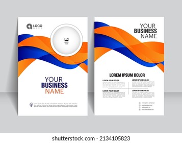 flyer design template vector, Brochure, Leaflet, background, Corporate Book Cover Design, Annual report, Financial , business for report layout in A4 size orange and blue color illustration.
