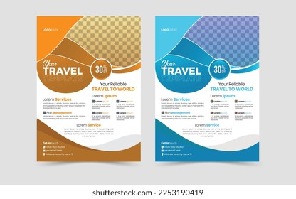 Flyer design template vector design. layout modern, Brochure design, cover modern layout, flyer in A4 with colorful, Travel flyer,  Real Estate Business Flyer Design, 2 colors scheme, Shape Layout