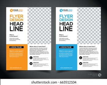 Flyer design template vector, Leaflet Design, Poster Design. Business flyer, Blue and Orange. layout in A4 size