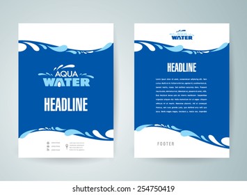 Flyer Design Template Water Aqua Splash Drops Blue