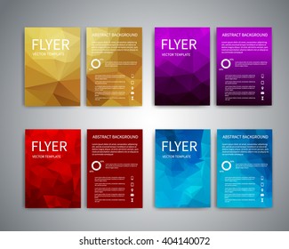 Flyer design templates. Set of A4 brochure flyer design templates with geometric abstract modern backgrounds. Infographic concept, mobile technologies, for advertising, reporting, corporate style