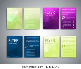 Flyer design templates. Set of A4 brochure flyer design templates with geometric abstract modern backgrounds. Infographic concept, mobile technologies, for advertising, reporting, corporate style