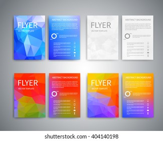 Flyer design templates. Set of A4 brochure flyer design templates with geometric abstract modern backgrounds. Infographic concept, mobile technologies, for advertising, reporting, corporate style