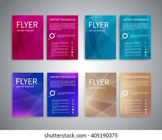 Flyer design templates. Set of A4 brochure flyer design templates with geometric abstract modern backgrounds.  Infographic concept, mobile technologies, for advertising, reporting, corporate style
