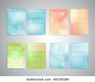 Flyer design templates. Set of A4 brochure flyer design templates with abstract modern bokeh backgrounds.  Infographic concept, mobile technologies, for advertising, reporting, corporate style