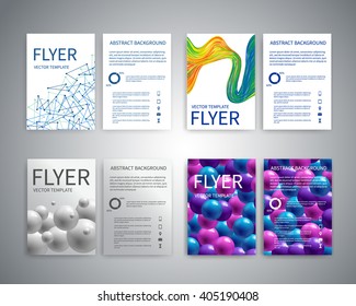 Flyer design templates. Set of A4 brochure flyer design templates with geometric abstract modern backgrounds.  Infographic concept, mobile technologies, for advertising, reporting, corporate style