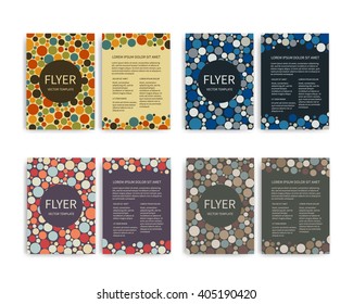 Flyer design templates. Set of A4 brochure flyer design templates with geometric abstract polka dots backgrounds. Dotted vector flyers EPS10
