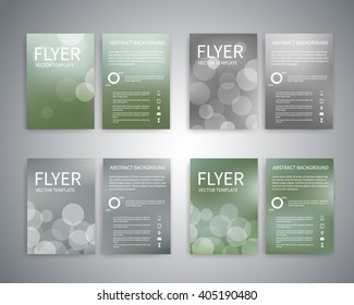 Flyer design templates. Set of A4 brochure flyer design templates with abstract modern bokeh backgrounds.  Infographic concept, mobile technologies, for advertising, reporting, corporate style