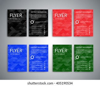 Flyer design templates. Set of A4 brochure flyer design templates with geometric abstract modern backgrounds.  Infographic concept, mobile technologies, for advertising, reporting, corporate style
