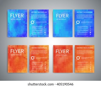 Flyer design templates. Set of A4 brochure flyer design templates with geometric abstract modern backgrounds.  Infographic concept, mobile technologies, for advertising, reporting, corporate style