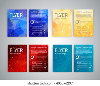 Flyer design templates. Set of A4 brochure flyer design templates with geometric abstract modern backgrounds. Design for Infographic concept, technologies, advertising, reporting, corporate style