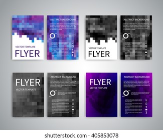 Flyer design templates. Set of A4 brochure flyer design templates with geometric abstract modern backgrounds. Design for advertising, publications, Infographic concept, technologies, reporting EPS10