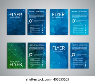 Flyer design templates. Set of A4 brochure flyer design templates with geometric abstract modern backgrounds. Design for advertising, publications, Infographic concept, technologies, reporting EPS10