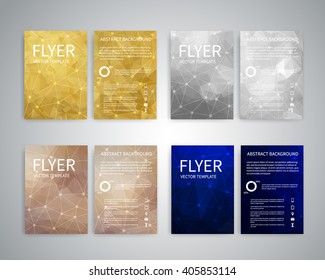 Flyer design templates. Set of A4 brochure flyer design templates with geometric abstract modern backgrounds. Design for advertising, publications, Infographic concept, technologies, reporting EPS10