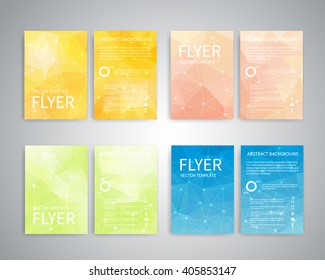 Flyer design templates. Set of A4 brochure flyer design templates with geometric abstract modern backgrounds. Design for advertising, publications, Infographic concept, technologies, reporting EPS10