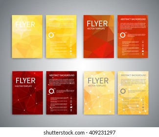 Flyer design templates. Set of A4 brochure flyer design templates with geometric abstract modern backgrounds. Design for advertising, publications, Infographic concept, technologies, reporting EPS10