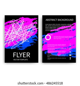 Flyer design templates. Set of A4 brochure flyer design templates with abstract modern hand drawn colorful ink spots backgrounds. Corporate identity vector design EPS10