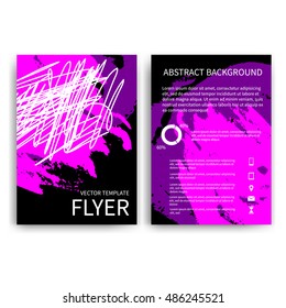 Flyer design templates. Set of A4 brochure flyer design templates with abstract modern hand drawn colorful ink spots backgrounds. Corporate identity vector design EPS10