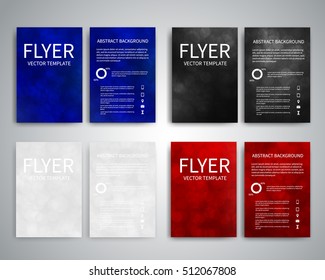Flyer design templates set A4 with abstract modern backgrounds with bokeh lights. Vector design for advertising, publications, printing. Infographic concept, technologies, reporting EPS10