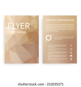 Flyer design templates. Set of beige A4 brochure design templates with geometric triangular abstract modern backgrounds. Infographic concept, mobile technologies, applications and online services