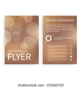 Flyer design templates. Set of beige A4 brochure design templates with geometric bokeh lights abstract modern backgrounds. Infographic concept, mobile technologies, applications and online services 