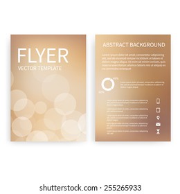 Flyer design templates. Set of beige A4 brochure design templates with geometric bokeh lights abstract modern backgrounds. Infographic concept, mobile technologies, applications and online services 