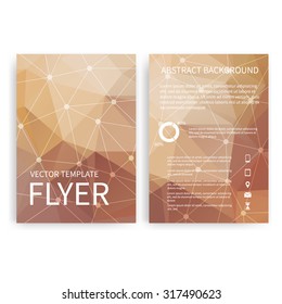 Flyer design templates. Set of beige A4 brochure design templates with geometric abstract modern backgrounds. Infographic concept, mobile technologies, applications and online services