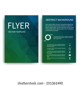 Flyer design templates. Set of blue A4 brochure design templates with geometric triangular abstract modern backgrounds. Infographic concept, mobile technologies, applications and online services