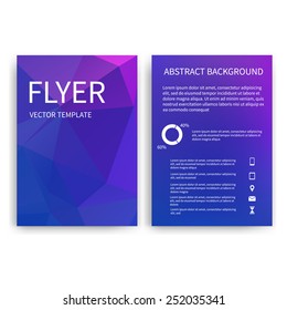Flyer design templates. Set of blue A4 brochure design templates with geometric triangular abstract modern backgrounds. Infographic concept, mobile technologies, applications and online services