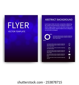 Flyer design templates. Set of blue bokeh A4 brochure design templates with geometric  abstract modern backgrounds. Infographic concept, mobile technologies, applications and online services