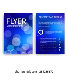Flyer design templates. Set of blue A4 brochure design templates with geometric bokeh lights abstract modern backgrounds. Infographic concept, mobile technologies, applications and online services 