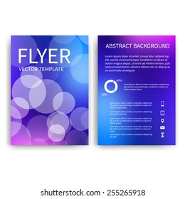 Flyer design templates. Set of blue A4 brochure design templates with geometric bokeh lights abstract modern backgrounds. Infographic concept, mobile technologies, applications and online services 