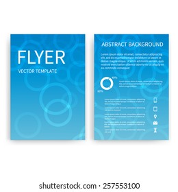 Flyer design templates. Set of blue A4 brochure design templates with geometric circle abstract modern backgrounds. Infographic concept, mobile technologies, applications and online services