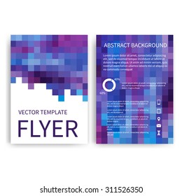 Flyer design templates. Set of blue A4 brochure design templates with geometric abstract modern backgrounds. Infographic concept, mobile technologies, applications and online services