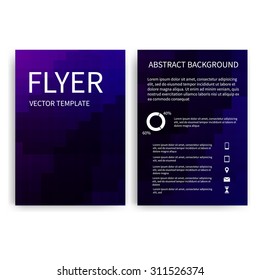 Flyer design templates. Set of blue A4 brochure design templates with geometric abstract modern backgrounds. Infographic concept, mobile technologies, applications and online services