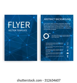 Flyer design templates. Set of blue A4 brochure design templates with geometric abstract modern backgrounds. Infographic concept, mobile technologies, applications and online services