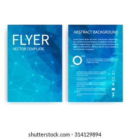Flyer design templates. Set of blue A4 brochure design templates with geometric abstract modern backgrounds. Infographic concept, mobile technologies, applications and online services