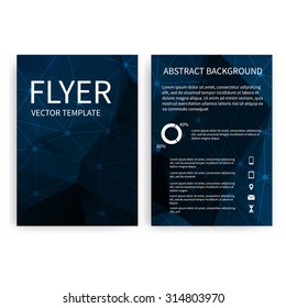 Flyer design templates. Set of blue A4 brochure design templates with geometric abstract modern backgrounds. Infographic concept, mobile technologies, applications and online services