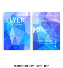 Flyer design templates. Set of blue A4 brochure design templates with geometric abstract modern backgrounds. Infographic concept, mobile technologies, applications and online services