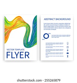 Flyer design templates. Set of colorful A4 brochure design templates with wavy abstract modern backgrounds. Infographic concept, mobile technologies, applications and online services 
