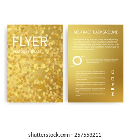 Flyer design templates. Set of gold A4 brochure design templates with geometric triangular abstract modern backgrounds. Infographic concept, mobile technologies, applications and online services